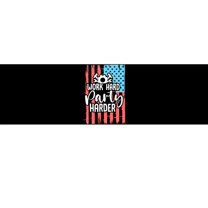 American Flag Work Hard Party Harder Labor Day Gift Bumper Sticker