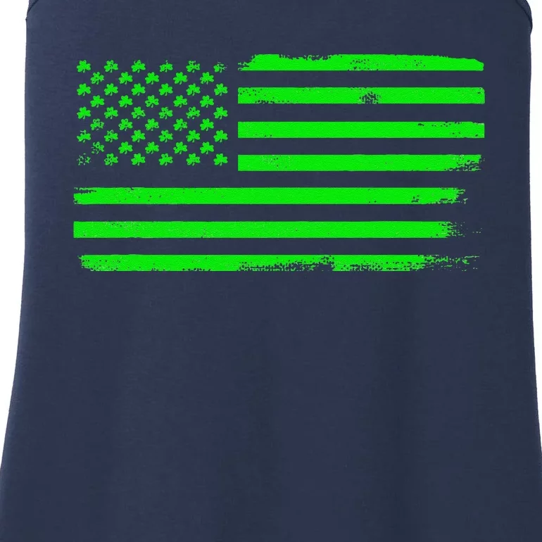 American Flag With Shamrocks Saint Patrick's Day Fun Ladies Essential Tank