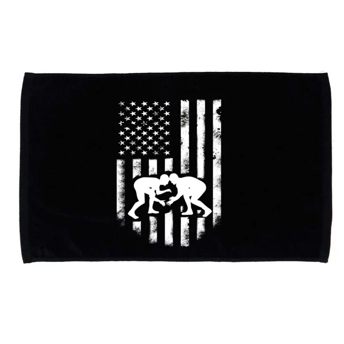 American Flag Wrestling Gift Distressed Wrestle Gift Microfiber Hand Towel