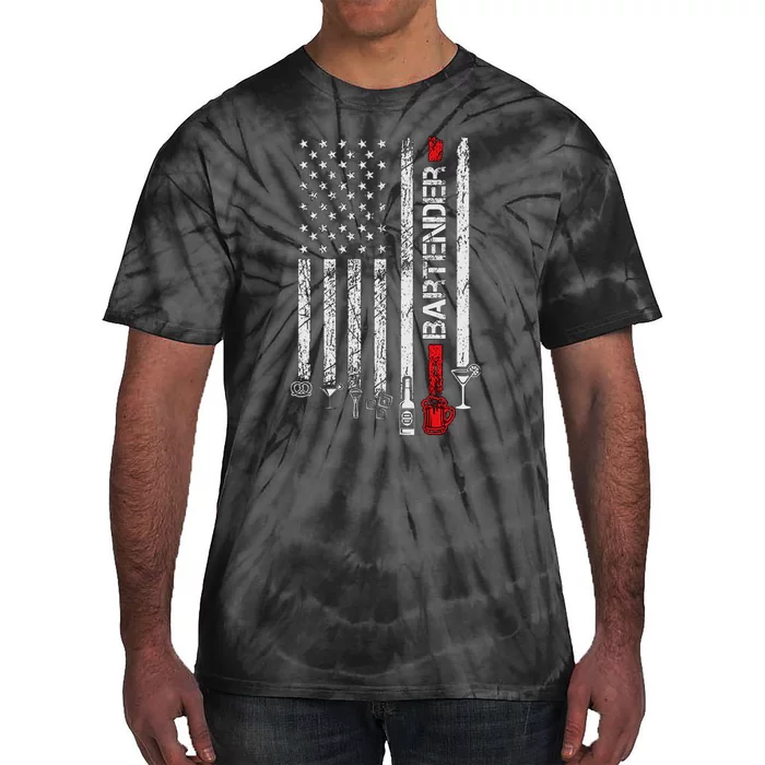 American Flag With Bartender Cool Gift For Women Men Father Tie-Dye T-Shirt