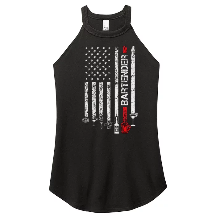 American Flag With Bartender Cool Gift For Women Men Father Women’s Perfect Tri Rocker Tank