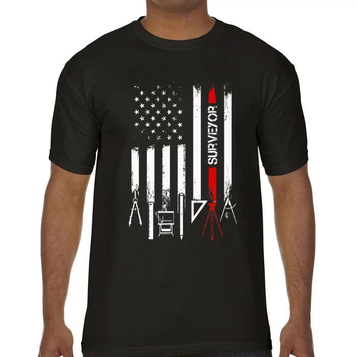 American Flag with Surveyor for wo father Comfort Colors T-Shirt