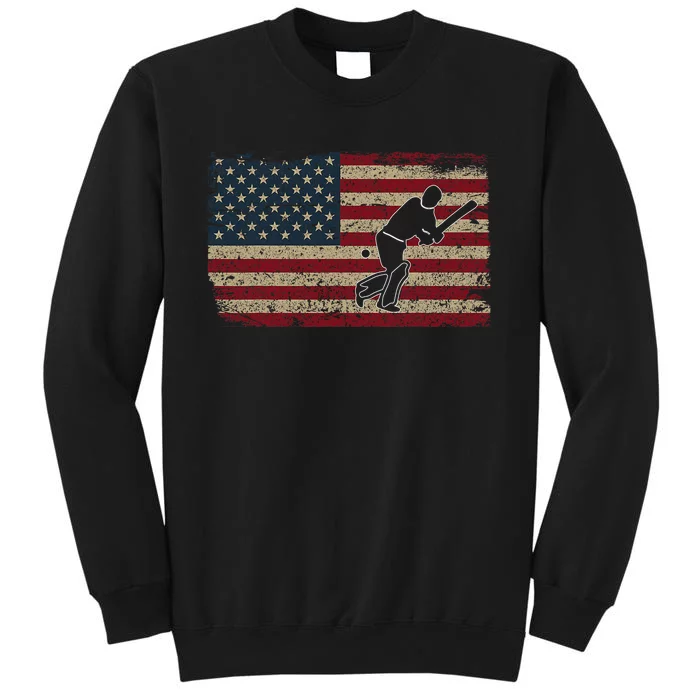 American Flag With Cricket Bat And Balls Funny Gift Sweatshirt