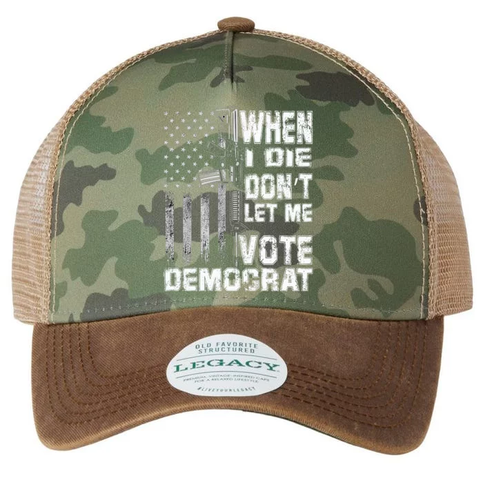 America Flag When I Die Dont Let Me Vote Democrat Anti Joe Biden Legacy Tie Dye Trucker Hat