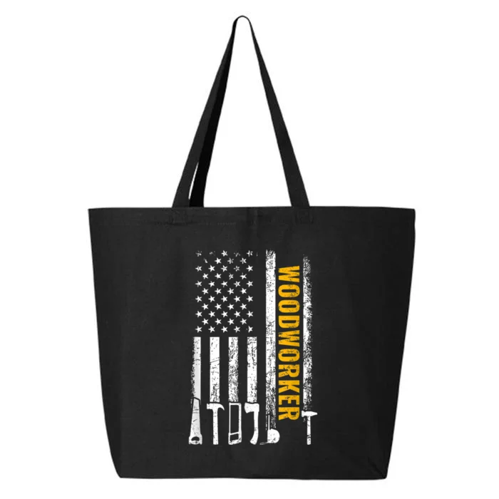 American Flag Woodworker Carpenter Funny Woodworking 25L Jumbo Tote