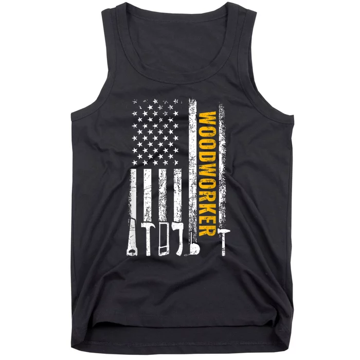 American Flag Woodworker Carpenter Funny Woodworking Tank Top