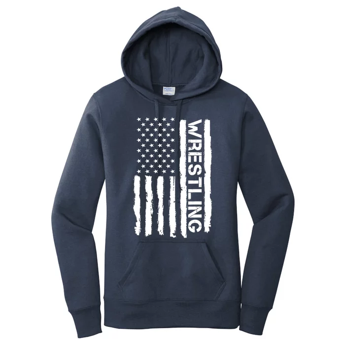 American Flag Wrestling Lovers Sport Fans Women's Pullover Hoodie