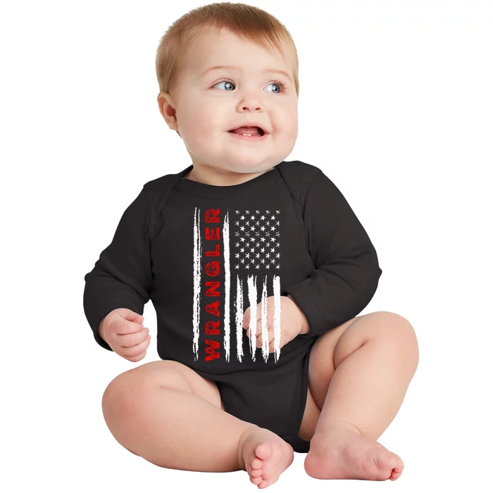 American Flag Wrangler US USA Flag Baby Long Sleeve Bodysuit