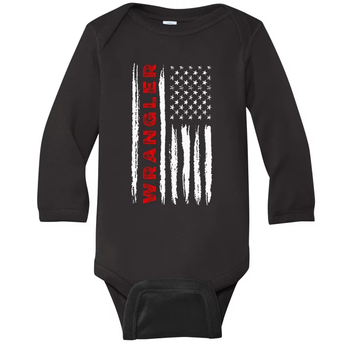 American Flag Wrangler US USA Flag Baby Long Sleeve Bodysuit