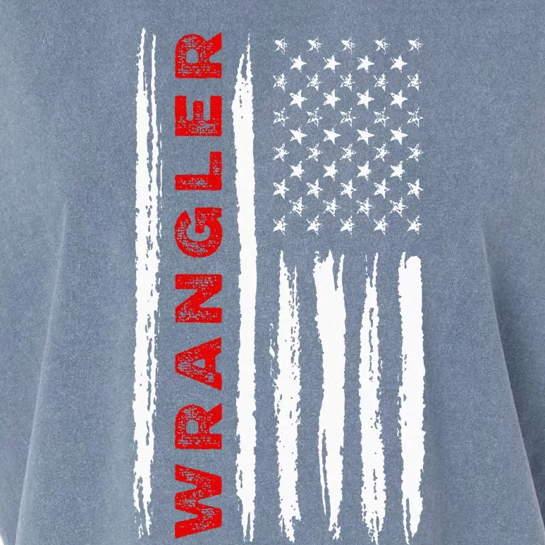 American Flag Wrangler US USA Flag Garment-Dyed Women's Muscle Tee