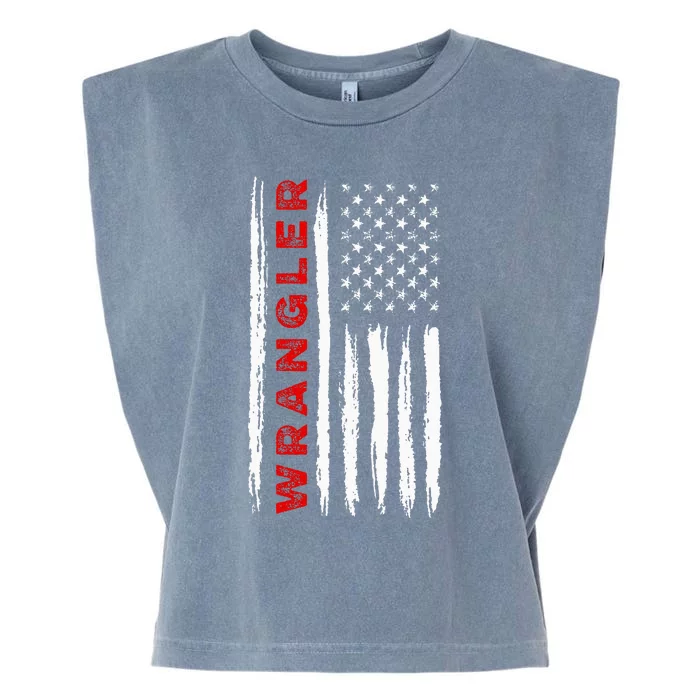 American Flag Wrangler US USA Flag Garment-Dyed Women's Muscle Tee