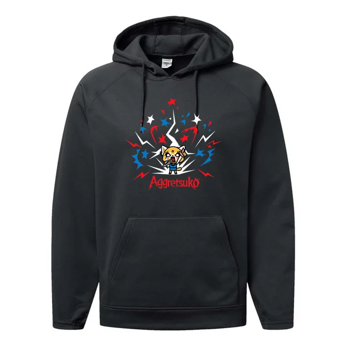 Aggretsuko Fire Works 4th Of July Performance Fleece Hoodie