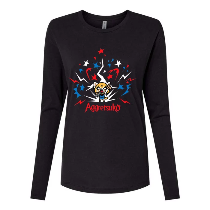 Aggretsuko Fire Works 4th Of July Womens Cotton Relaxed Long Sleeve T-Shirt