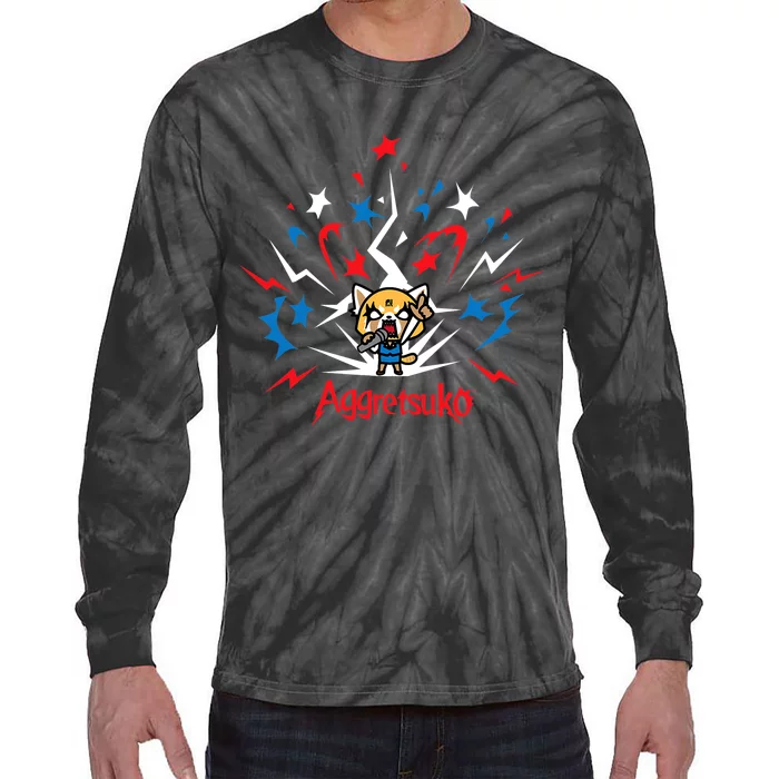 Aggretsuko Fire Works 4th Of July Tie-Dye Long Sleeve Shirt