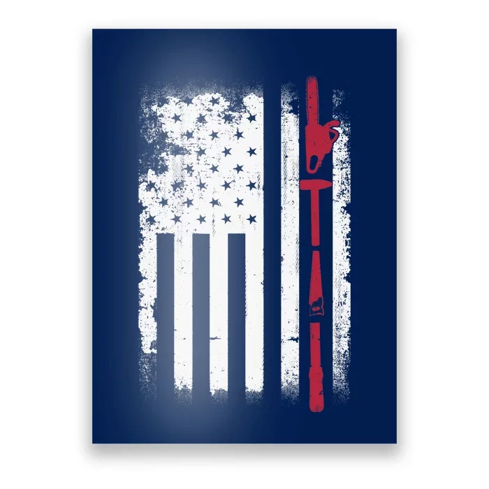 American Flag Woodworking Man Carpenter Wood Working Poster