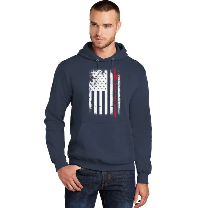 American Flag Woodworking Man Carpenter Wood Working Tall Hoodie