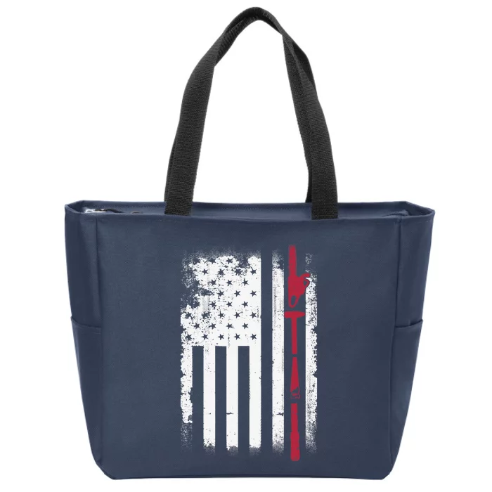 American Flag Woodworking Man Carpenter Wood Working Zip Tote Bag