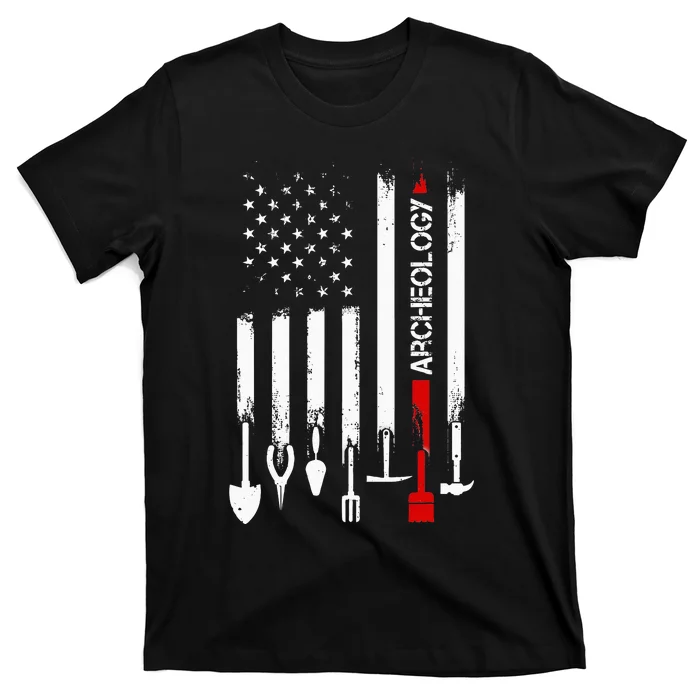 American Flag with Archeology for father T-Shirt