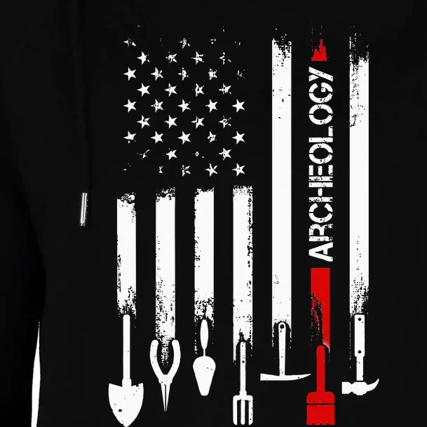 American Flag with Archeology for father Womens Funnel Neck Pullover Hood