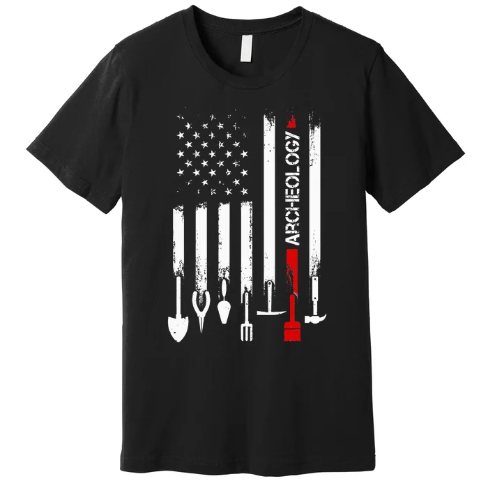 American Flag with Archeology for father Premium T-Shirt