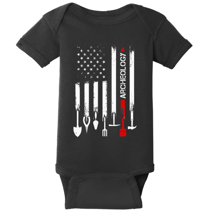 American Flag with Archeology for father Baby Bodysuit