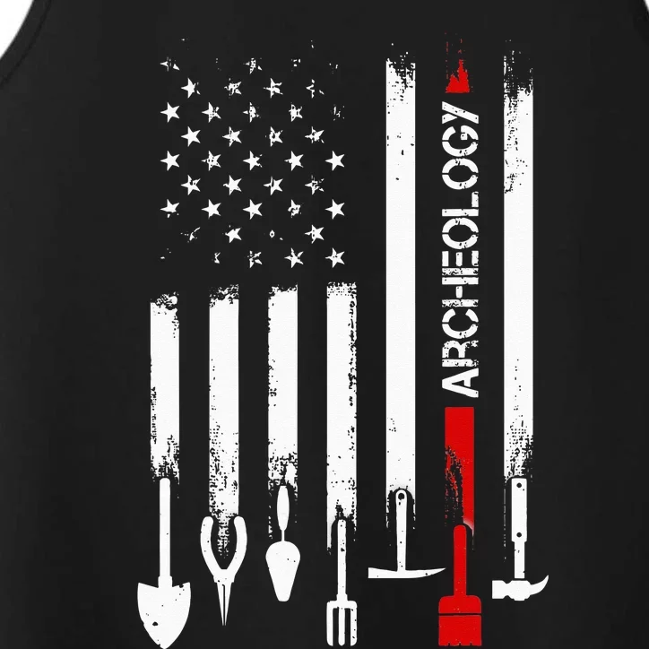 American Flag with Archeology for father Performance Tank