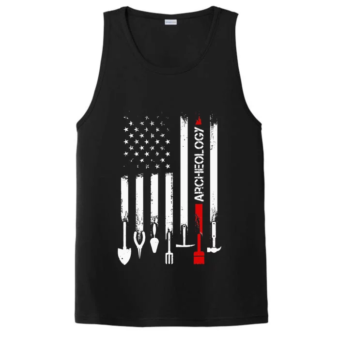 American Flag with Archeology for father Performance Tank