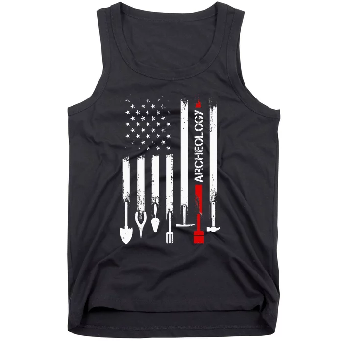 American Flag with Archeology for father Tank Top