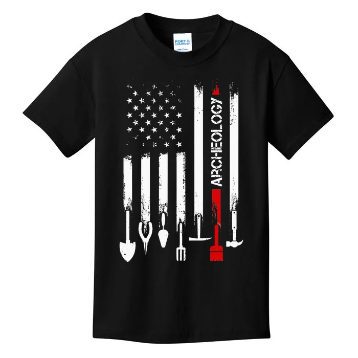 American Flag with Archeology for father Kids T-Shirt