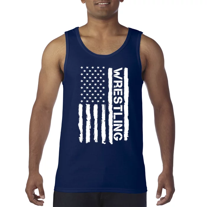 American Flag Wrestling Lovers Sport Fans Tank Top