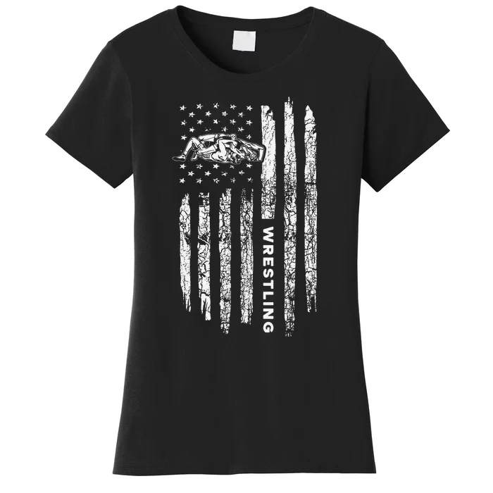 American Flag Wrestling Apparel  Vintage Wrestler Wrestling Women's T-Shirt