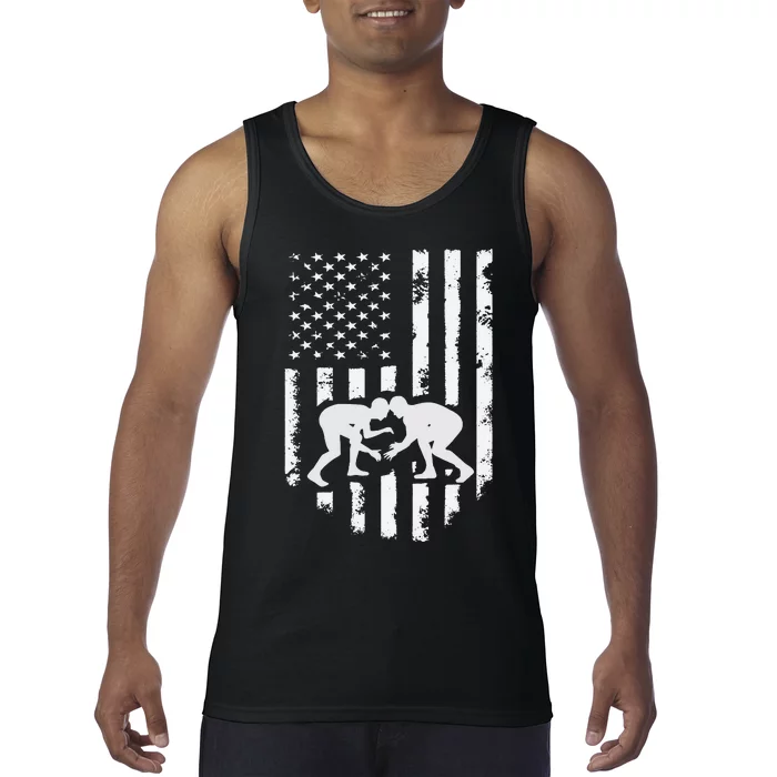 American Flag Wrestling Hoodie Distressed Wrestle Gift Tee Tank Top