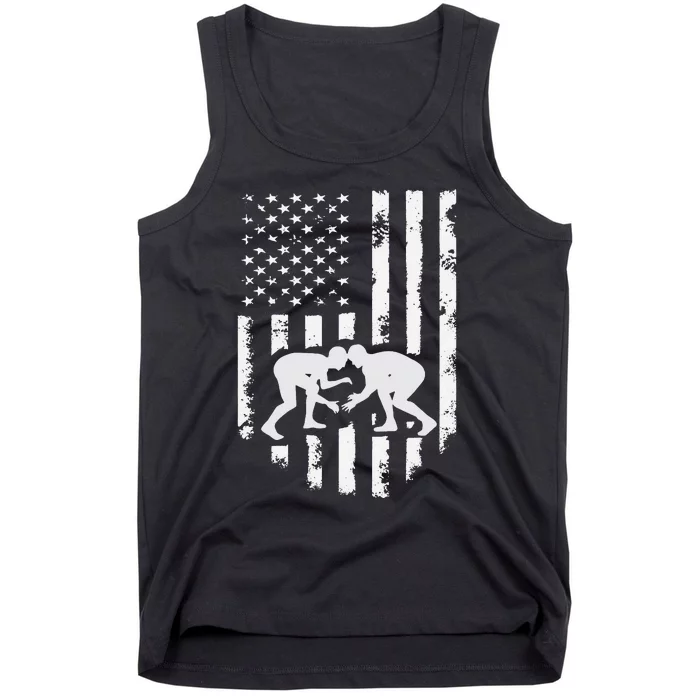 American Flag Wrestling Hoodie Distressed Wrestle Gift Tee Tank Top