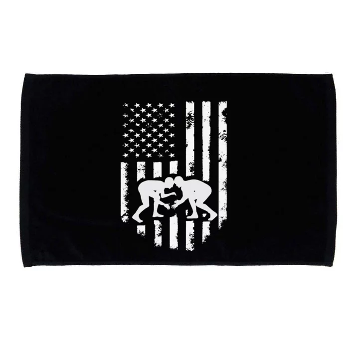 American Flag Wrestling Hoodie Distressed Wrestle Gift Tee Microfiber Hand Towel