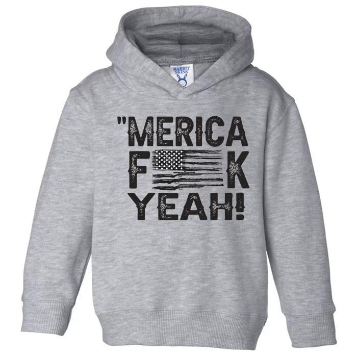 America Fuck Yeah Usa Gun Flag Novelty 4th Of July Toddler Hoodie