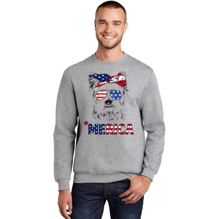 American Flag Yorkshire Terrier Yorkie Mom 4th Of July Tall Sweatshirt