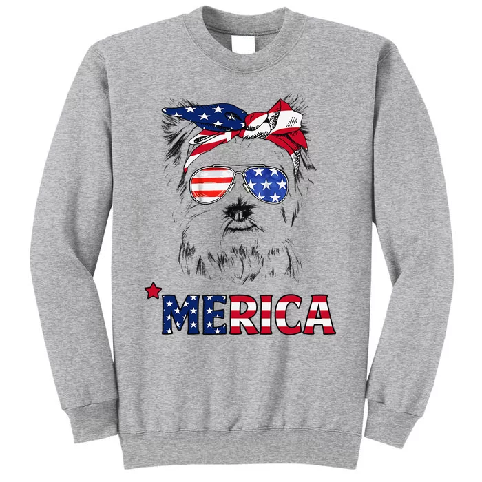 American Flag Yorkshire Terrier Yorkie Mom 4th Of July Tall Sweatshirt