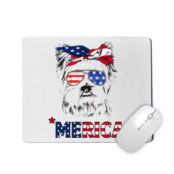 American Flag Yorkshire Terrier Yorkie Mom 4th Of July Mousepad