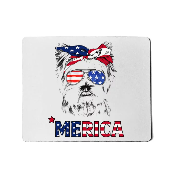 American Flag Yorkshire Terrier Yorkie Mom 4th Of July Mousepad