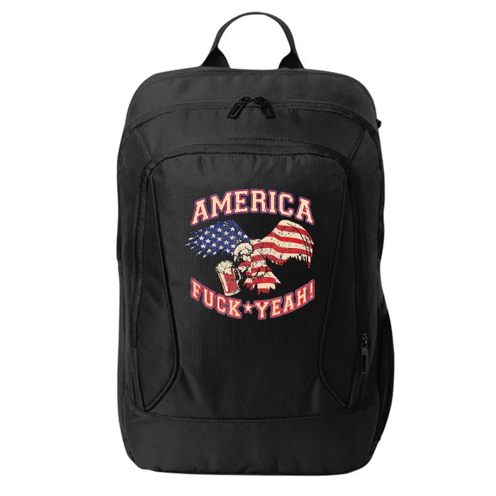 America Fuck Yeah Bald Eagle Beer 4th of July Vintage City Backpack