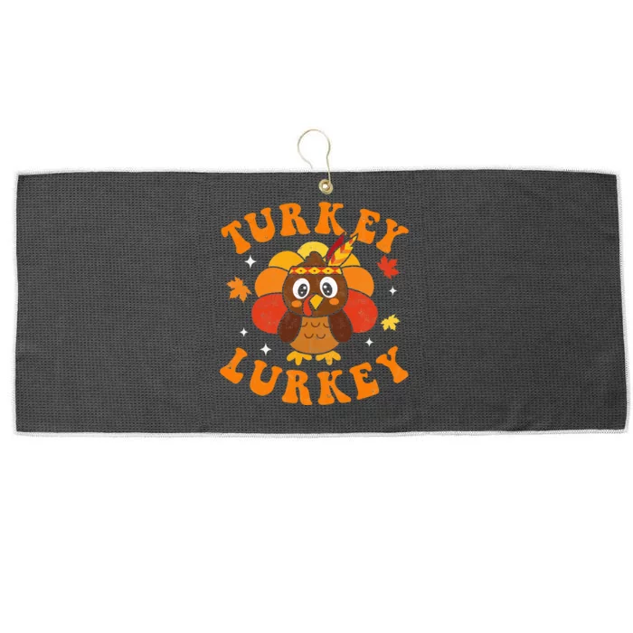 Autumn Fall Y'all Thanksgiving Retro Turkey Lurkey Large Microfiber Waffle Golf Towel