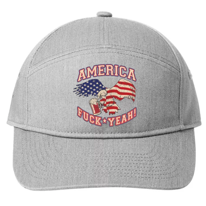 America Fuck Yeah Bald Eagle Beer 4th Of July Vintage 7-Panel Snapback Hat