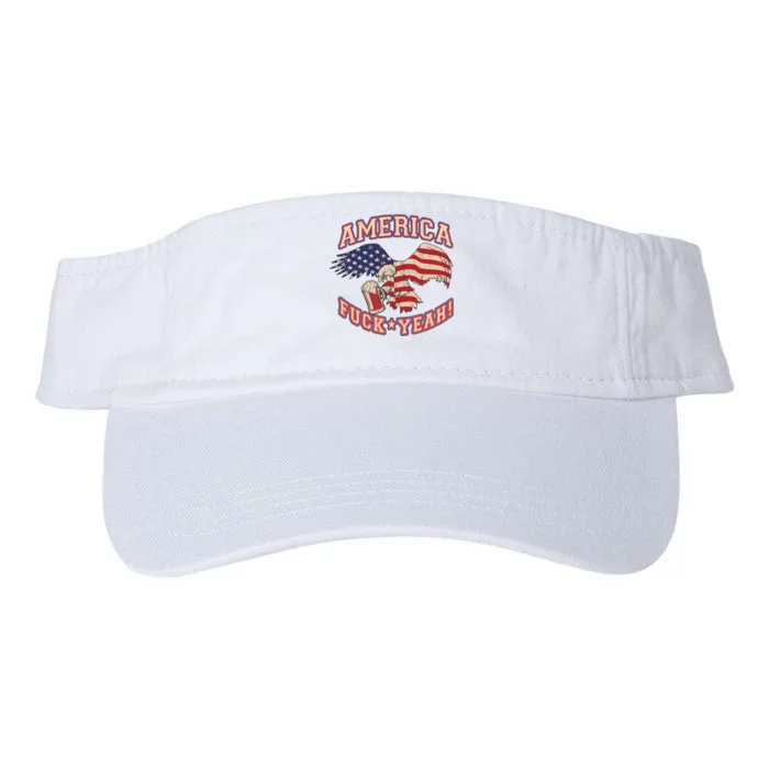 America Fuck Yeah Bald Eagle Beer 4th Of July Vintage Valucap Bio-Washed Visor