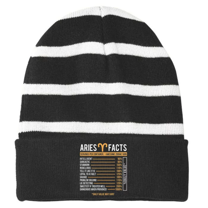 Aries Facts Zodiac Sign Horoscope Astrology Astrologer Striped Beanie with Solid Band