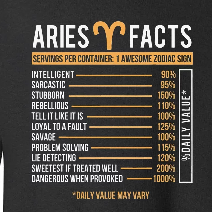 Aries Facts Zodiac Sign Horoscope Astrology Astrologer Toddler Sweatshirt