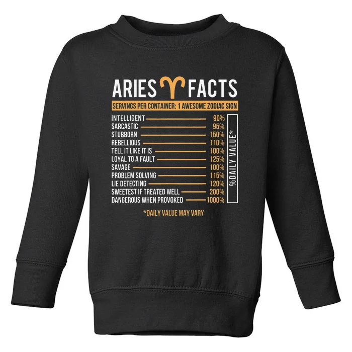 Aries Facts Zodiac Sign Horoscope Astrology Astrologer Toddler Sweatshirt