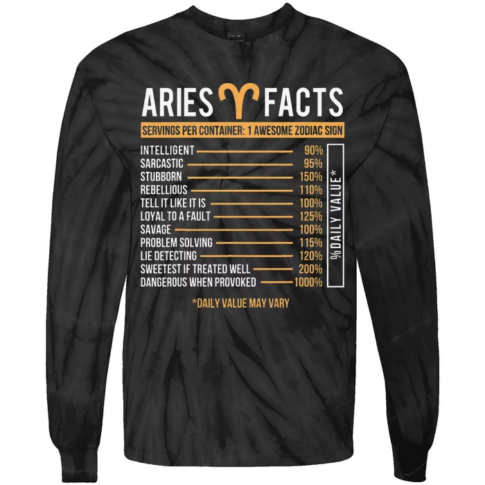 Aries Facts Zodiac Sign Horoscope Astrology Astrologer Tie-Dye Long Sleeve Shirt