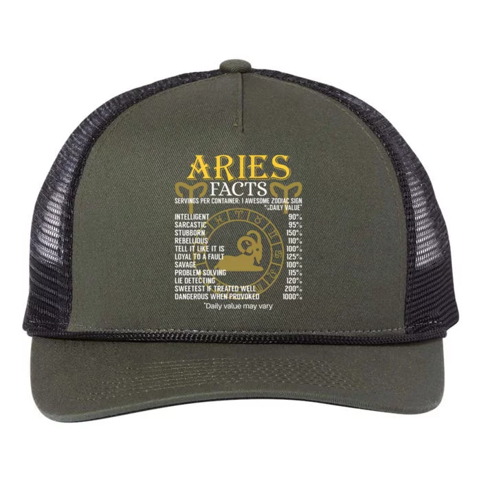 Aries Facts Zodiac Sign Retro Rope Trucker Hat Cap