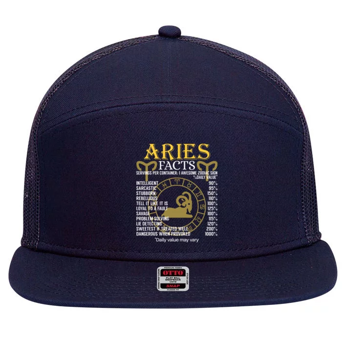 Aries Facts Zodiac Sign 7 Panel Mesh Trucker Snapback Hat