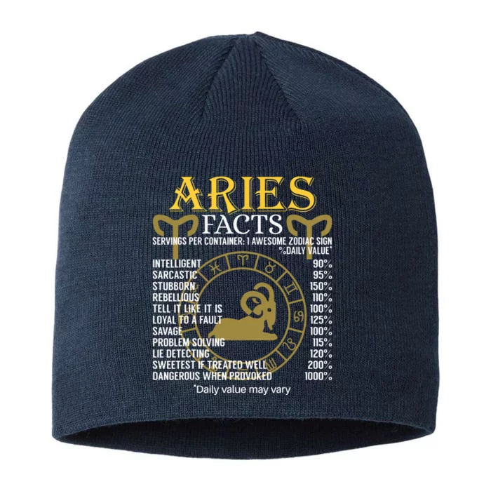 Aries Facts Zodiac Sign 8 1/2in Sustainable Knit Beanie